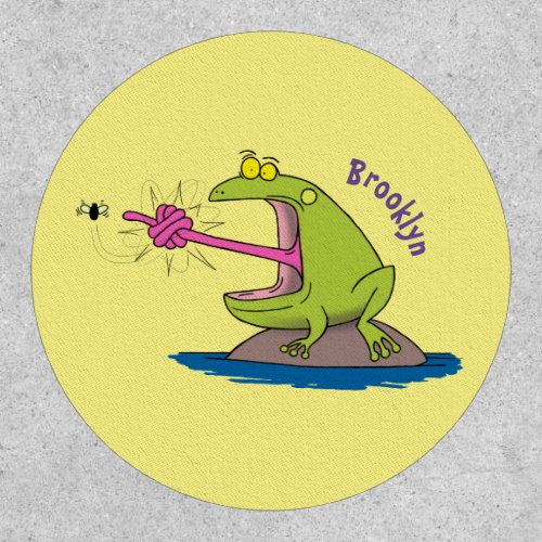 Funny frog and fly cartoon patch