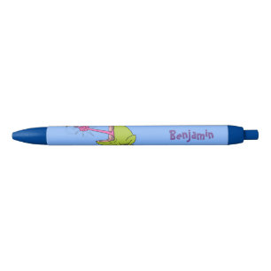 Funny frog and fly cartoon pen