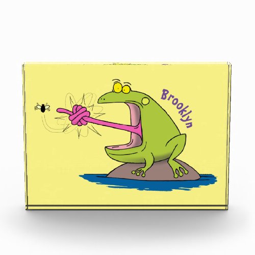 Funny frog and fly cartoon photo block