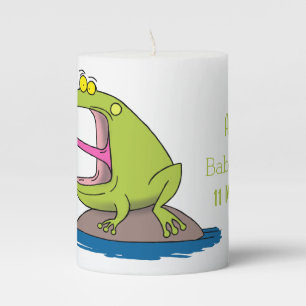 Funny frog and fly cartoon pillar candle