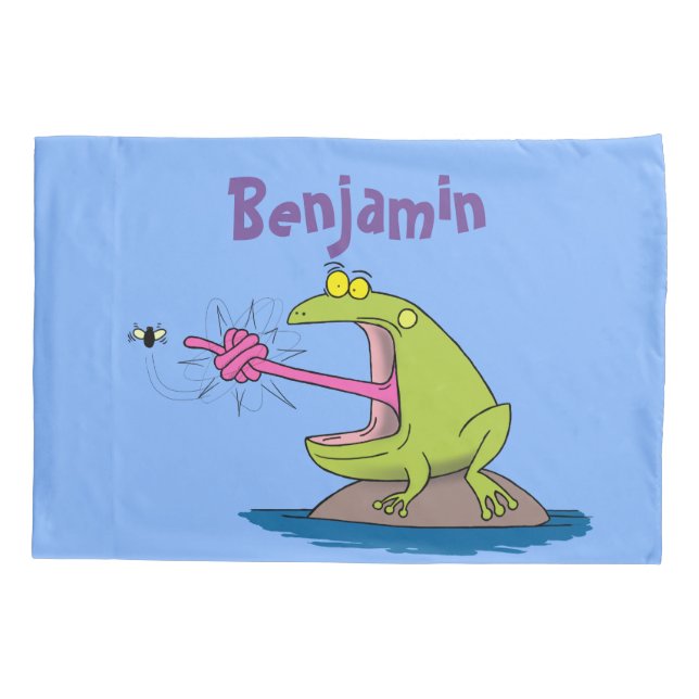 Funny frog and fly cartoon pillow case (Back)