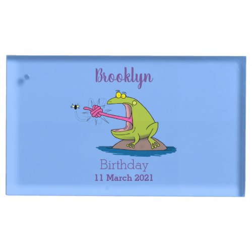 Funny frog and fly cartoon place card holder