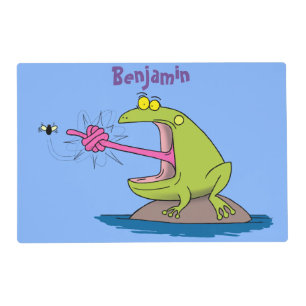 Funny frog and fly cartoon placemat