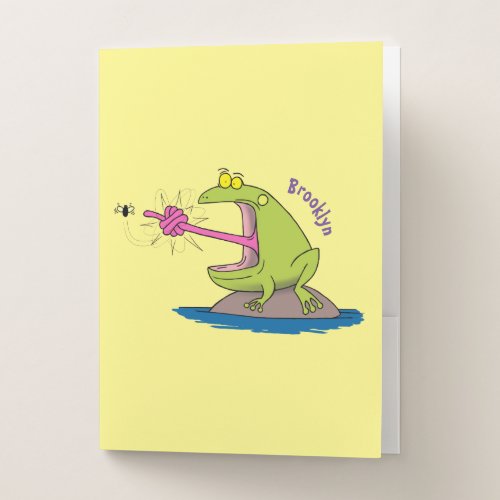 Funny frog and fly cartoon pocket folder