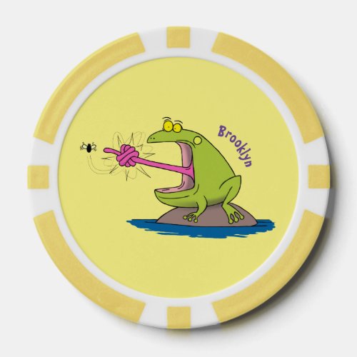 Funny frog and fly cartoon poker chips