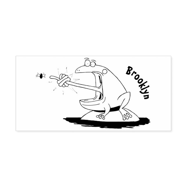 Funny frog and fly cartoon rubber stamp (Imprint)