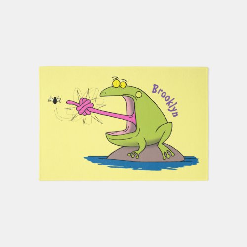 Funny frog and fly cartoon rug