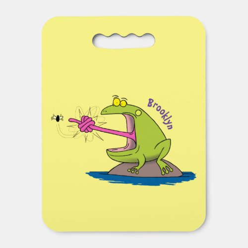 Funny frog and fly cartoon seat cushion
