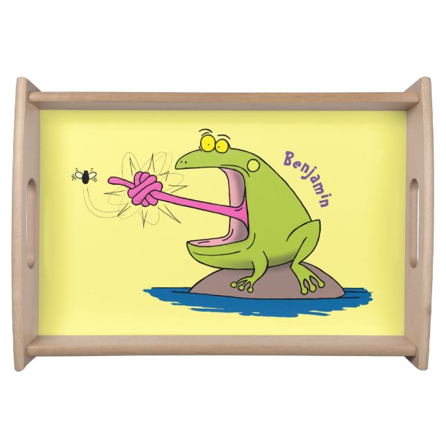 Funny frog and fly cartoon serving tray (Front)