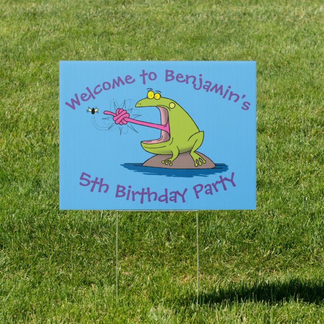 Funny frog and fly cartoon sign (Insitu)