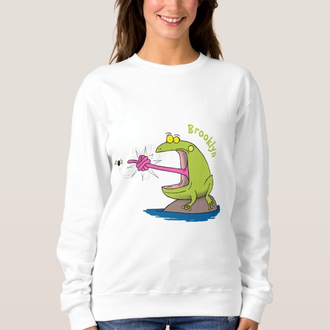 Funny frog and fly cartoon sweatshirt (Front)
