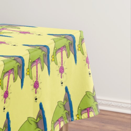 Funny frog and fly cartoon tablecloth