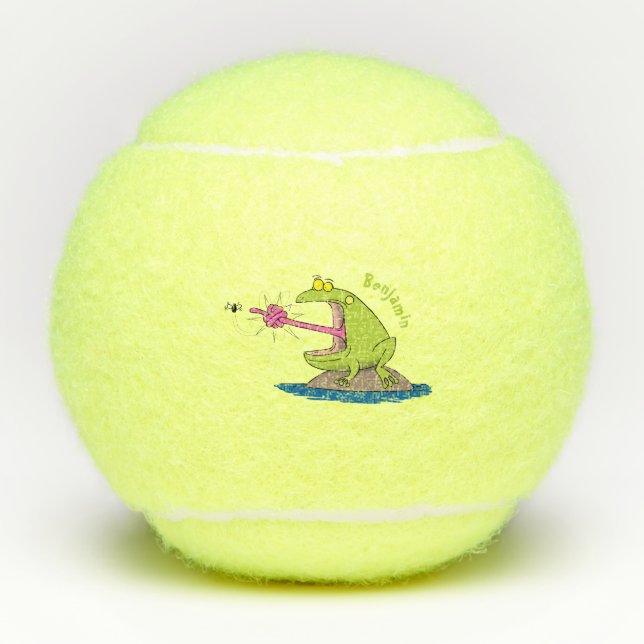 Funny frog and fly cartoon tennis balls (Front)