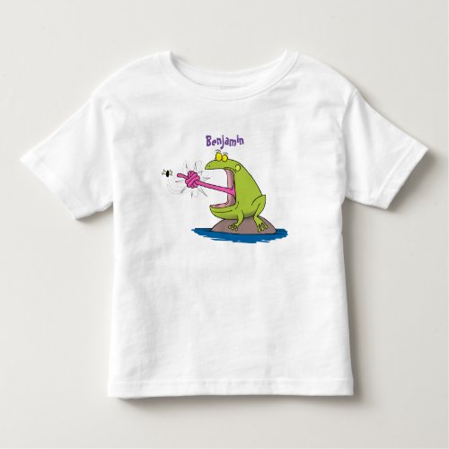 Funny frog and fly cartoon toddler t_shirt