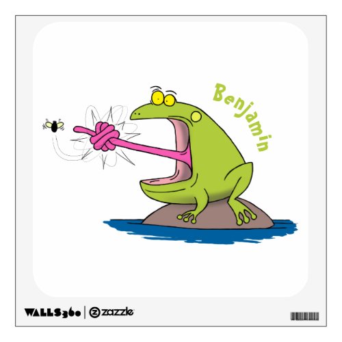 Funny frog and fly cartoon wall decal