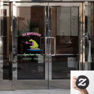 Funny frog and fly cartoon window cling