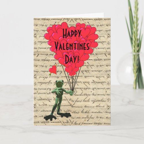 Funny frog and heart Valentines Holiday Card