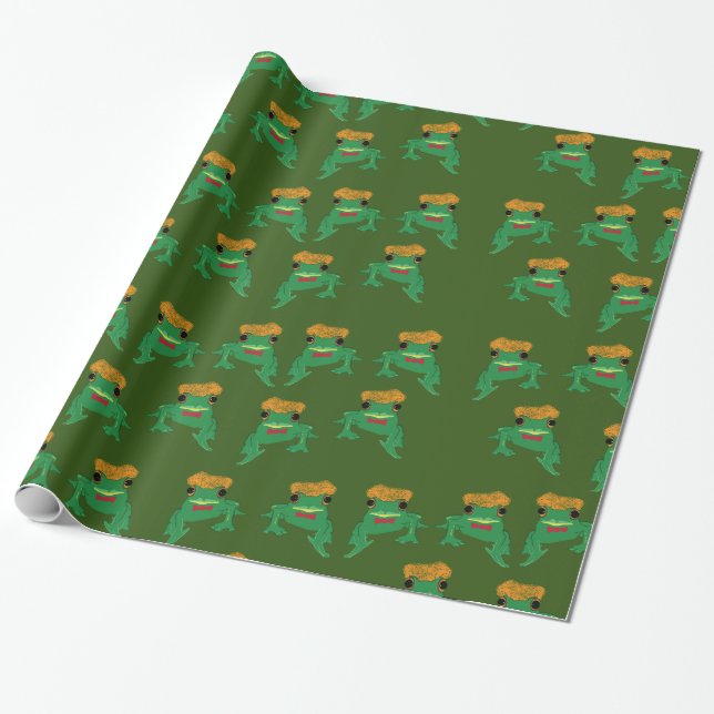 Funny Frog art Wrapping Paper (Unrolled)