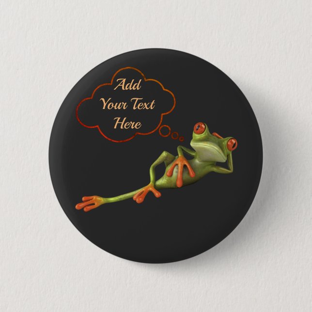 Funny frog attitude with text message or quotation button (Front)