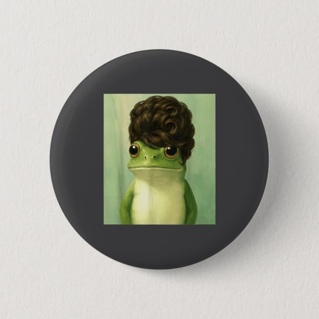 Funny Frog Beehive Bob Haircut Meme  Button (Front)