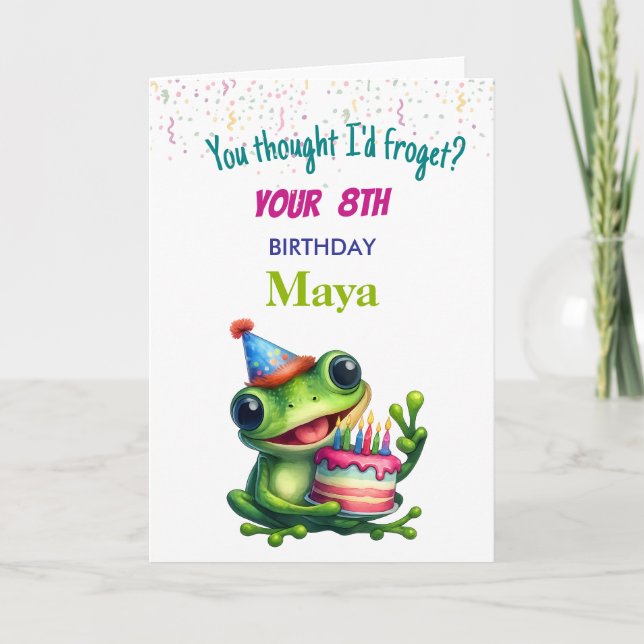 Funny Frog Birthday Card for kids (Front)