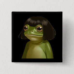 Funny Frog Bob Haircut Meme Frogs Animal Lovers Button