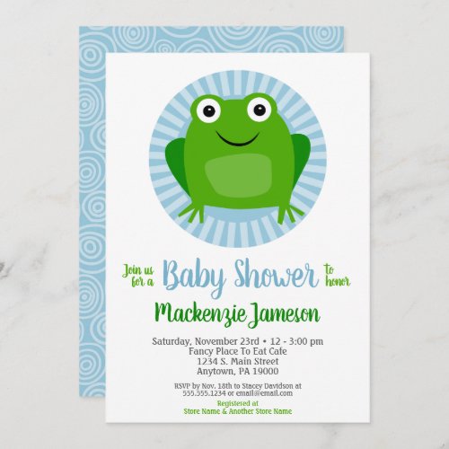 Funny Frog Boys Baby Shower Invitation