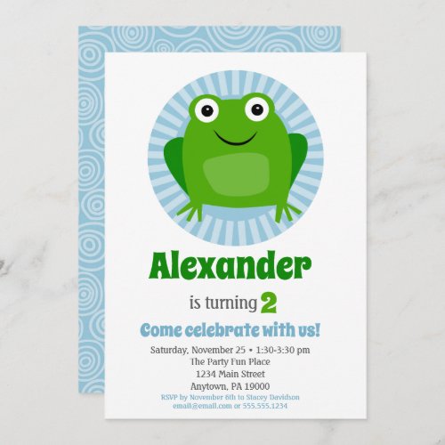 Funny Frog Boys Birthday Invitation