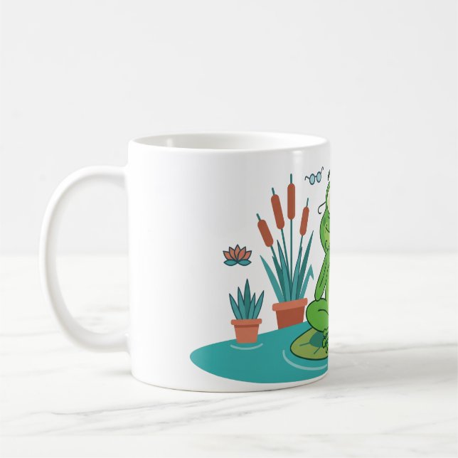 Funny Frog Browsing Smartphone Coffee Mug (Left)