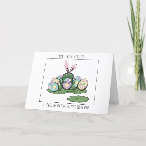 Funny Frog Bunny Eggs  Easter Basket Easter Card