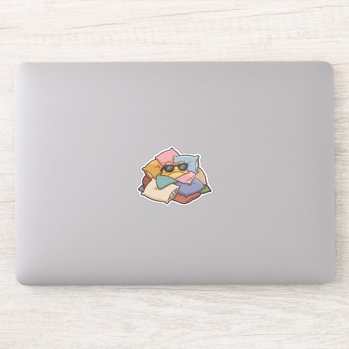Funny Frog Buried in Pillow Fort with Sunglasses Sticker
