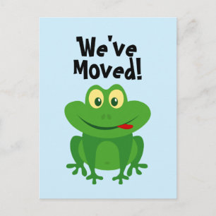 Funny frog cartoon change of address we've moved postcard