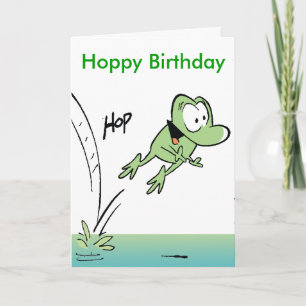 Funny Frog Cartoon Hoppy Birthday Card