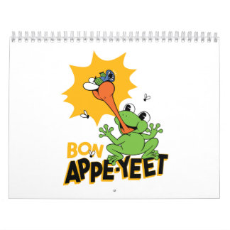 Funny Frog Catching Fly Cartoon Classic Round Calendar