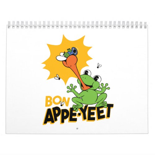 Funny Frog Catching Fly Cartoon  Classic Round  Calendar