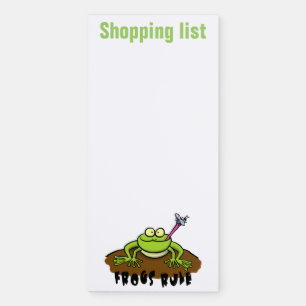 Funny frog catching fly cartoon design magnetic notepad