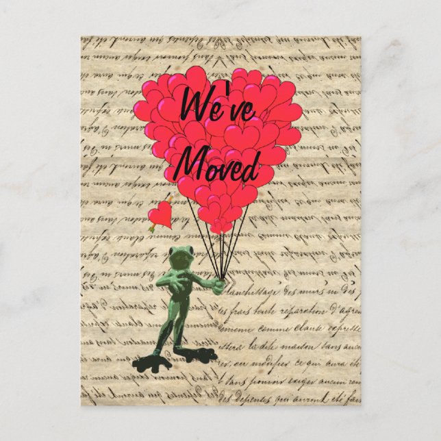 Funny frog change of address announcement postcard (Front)