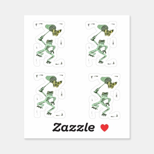 Funny frog chasing a butterfly sticker