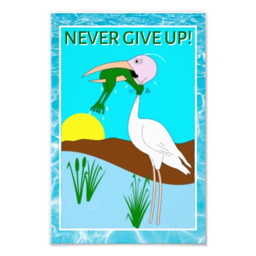 Funny Frog Choking Bird Inspirational Poster