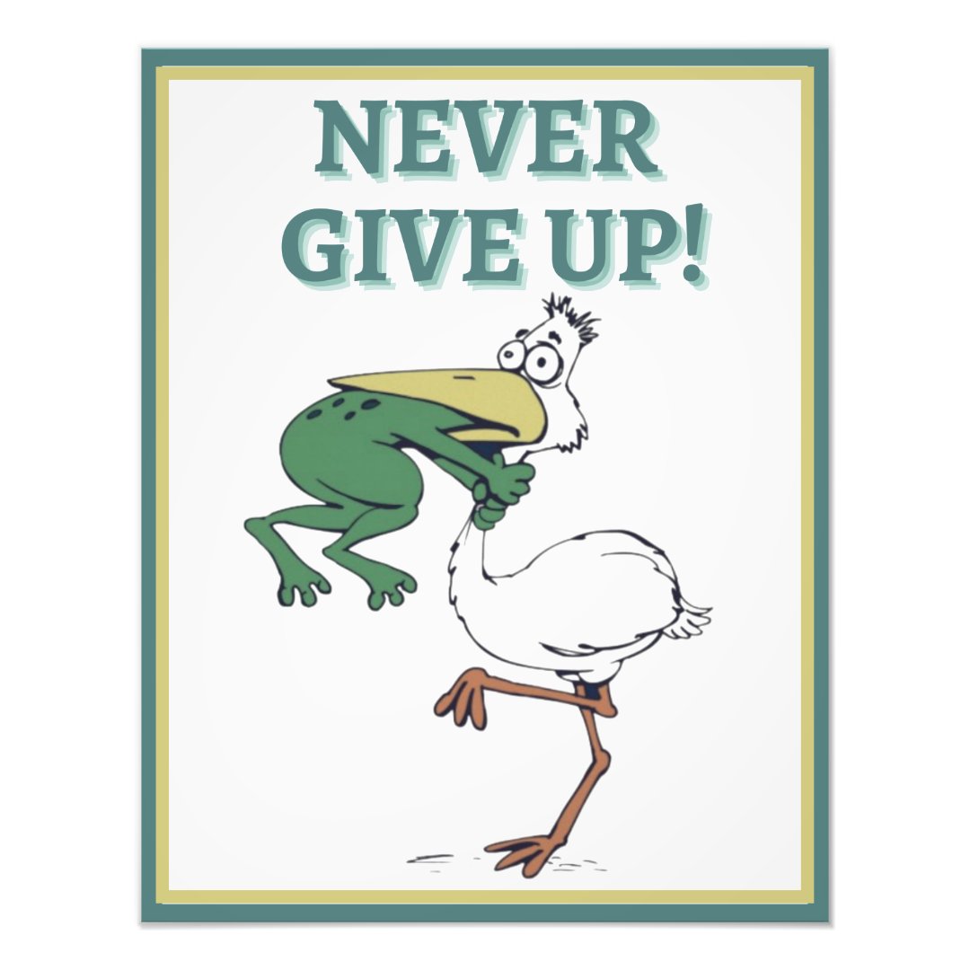 Funny Frog Choking Bird Inspirational Poster 