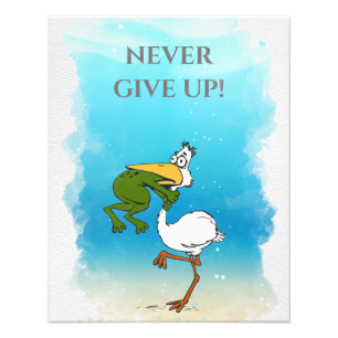 Funny Frog Choking Bird Inspirational Poster