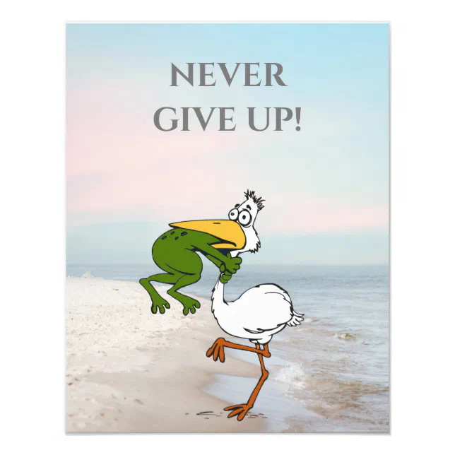 Funny Frog Choking Bird Inspirational Poster | Zazzle