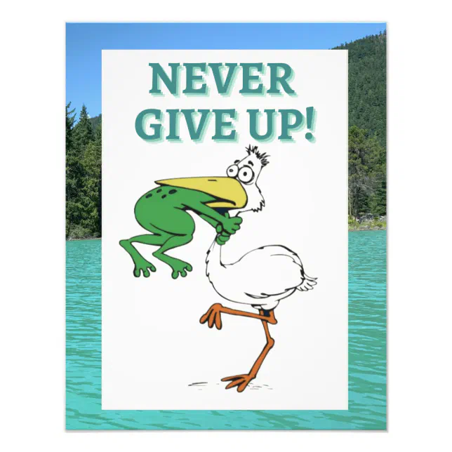 Funny Frog Choking Bird Inspirational Poster | Zazzle