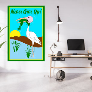 Funny Frog Choking Bird Inspirational Poster