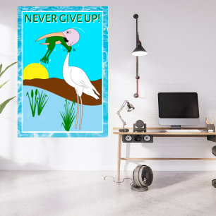 Funny Frog Choking Bird Inspirational Poster