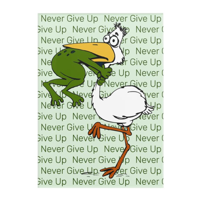 Funny Frog Choking Bird Inspirational Poster Acrylic Print (Front)
