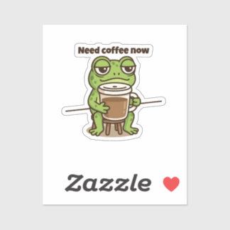 Funny Frog Coffee Meme Cartoon Sticker