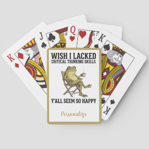 Funny Frog Critical Thinking Sarcastic Humor Quote Poker Cards
