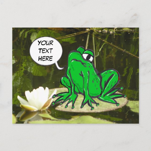 Funny Frog Cust. Text Postcard (Front)