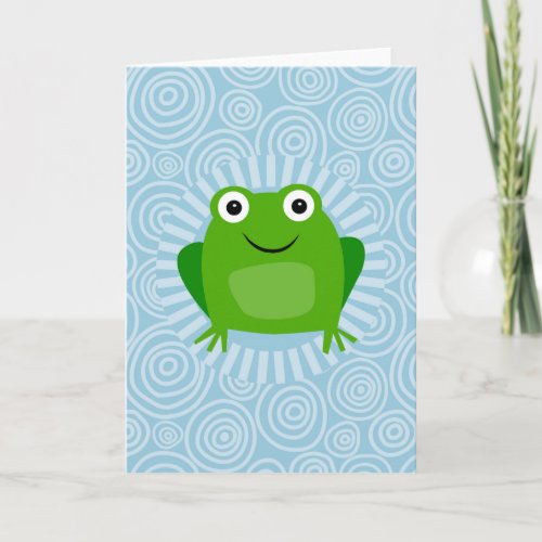 Funny Frog _ Cute Froggy On Blue Card